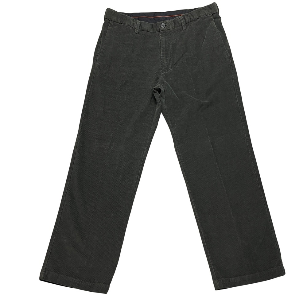 Haggar Pants Mens 36x30‎ Green Corduroy Straight Leg Flat Front Cotton 6405